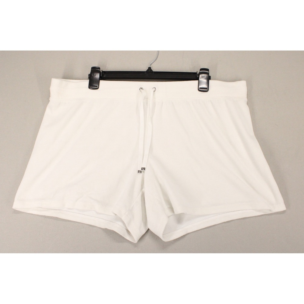 Juicy Couture Velour Shorts Women XL White Drawstring Y2K Loungewear Retro